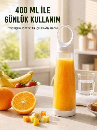 Şarjlı Taşınabilir Smoothie Blender 400 Ml Kablosuz Meyve Ve İçecek Blenderı -MİRAYLİFE