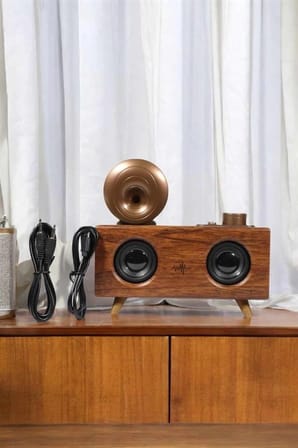Bluetooth Hoparlör Ahşap Klasik Retro Gramofon Bluetooth Müzik Kutusu -MİRAYLİFE