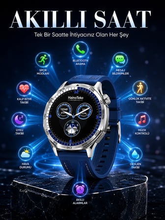 Amoled Ekranlı Bluetooth Akıllı Saat 3 Kordonlu Uzun Pil Ömürlü -MİRAYLİFE
