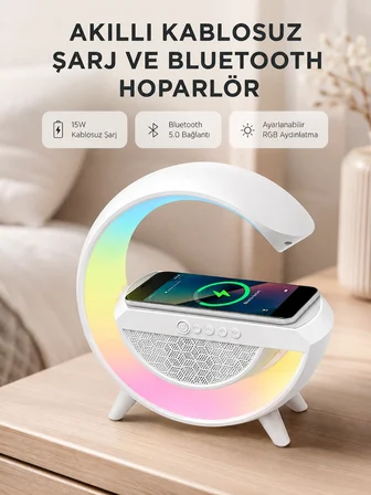 Kablosuz Şarjlı Bluetooth Hoparlör Ve Gece Lambası – Nfc, Fm Radyo, Rgb Işık -MİRAYLİFE