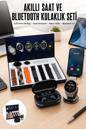 Seti Bluetooth Kulaklık Ucuz Kaliteli Yeni Nesil Akıllı Saat -MİRAYLİFE