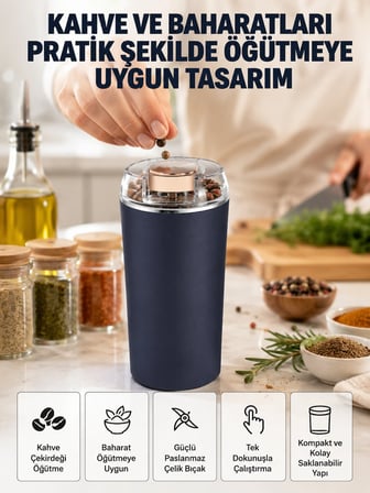 Yeni Nesil Kahve Ve Baharat Öğütücü Paslanmaz Çelik Kahve Değirmeni -MİRAYLİFE