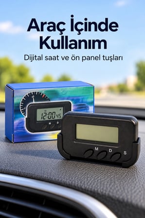 Kronometreli Oto Saat Alarm Ve Dijital Ekranlı -MİRAYLİFE