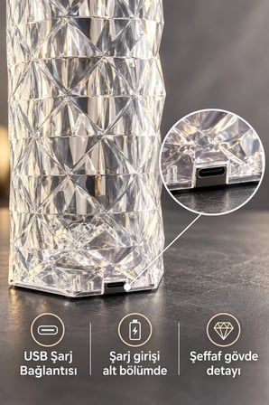 Komodin Lambası Usb Şarjlı Dokunmatik Parlaklık Ayarlı -MİRAYLİFE