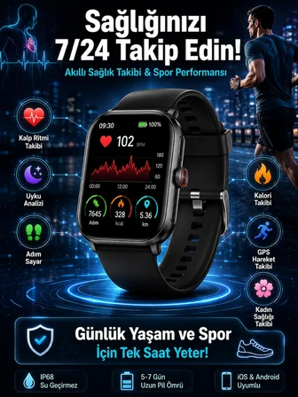 Akıllı Saat Wireless Şarj Yüksek Çözünürlüklü Müzik Dinleme Sesli Cevaplama Yeni Nesil -MİRAYLİFE