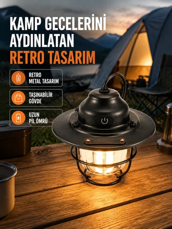 Dekoratif Ve Fonksiyonel Taşınabilir Kamp Gece Lambası -MİRAYLİFE