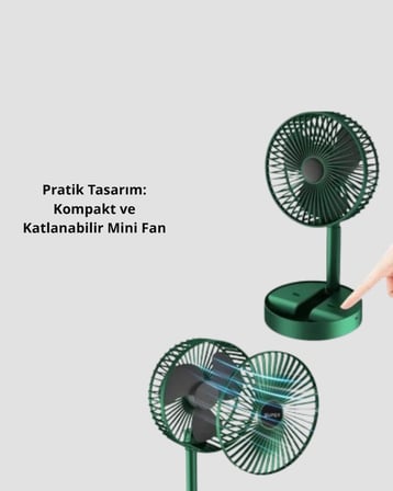 Katlanabilir Mini Fan – 3 Kademeli Soğutma, Şarjlı -MİRAYLİFE