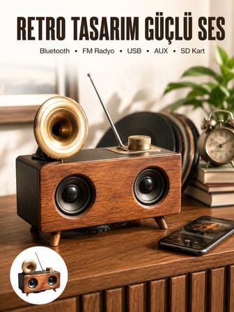 Nostaljik Görünümlü Bluetooth Bağlantılı Speaker -MİRAYLİFE