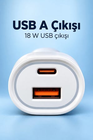 Type C Ve Usb A Çift Çıkışlı Araç Şarj Aleti -MİRAYLİFE