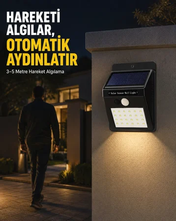 bahçe ve veranda i̇çin güneş paneli i̇le otomatik şarj olan led duvar lambası -mi̇rayli̇fe