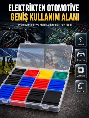 560 Parça Isıyla Daralan Makaron Seti 12 Farklı Ölçü Renkli Kablo İzolasyon Makaronu -MİRAYLİFE
