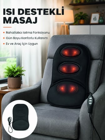 Isıtmalı Masaj Minderi  Masaj Motoru, Kablolu Kumanda Ve Çoklu Masaj Modu -MİRAYLİFE