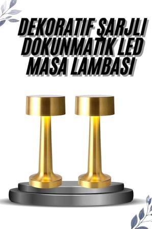 Kablosuz Renkli Masa Ve Gece Lambası Altın Rengi Dokunmatik Led Lamba -Mi̇Rayli̇Fe