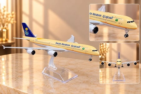 Metal Saudıa Aırlınes Yolcu Uçağı Maketi Standlı Dekoratif  Alk6153 -MİRAYLİFE