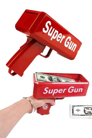 Kırmızı Parti Oyuncağı Para Saçma Fırlatma Tabancası Makinesi Super Money -MİRAYLİFE