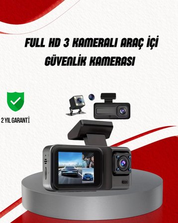 Ön Arka Ve İç Kamera Dashcam 360° Kapsamlı Full Hd Araç Güvenlik Sistemi -MİRAYLİFE