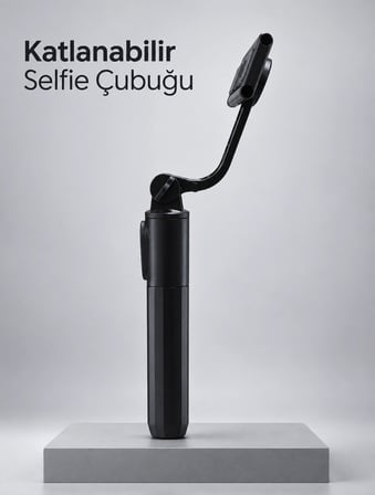 Uzaktan Fotoğraf Çekimi İçin Döndürülebilir Telefon Tutuculu Selfie Çubuğu -MİRAYLİFE