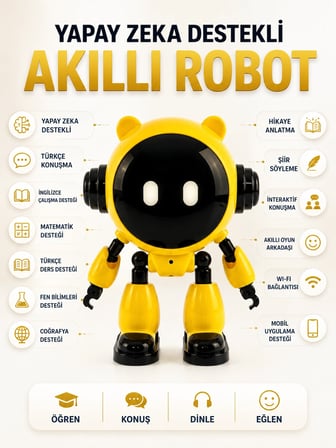 Akıllı Eğitici Çocuk Robotu 40 Dil Destekli Yapay Zeka Wi-fi Uygulama Ve Sesli Sohbet -MİRAYLİFE