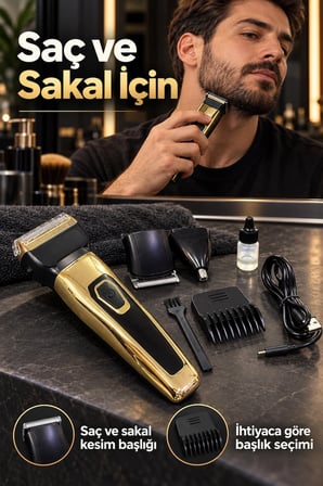 Saç Sakal Tıraş Makinesi Üç Değiştirilebilir Başlıklı -MİRAYLİFE