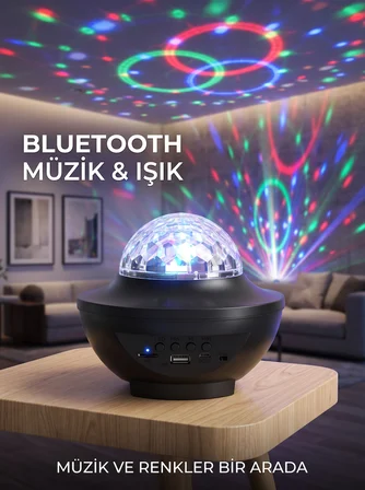 Bluetooth Hoparlörlü Rgb Disko Işığı Müzikli Parti Lambası Usb Tf Kart Destekli -MİRAYLİFE