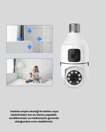 Wifi Ampul Güvenlik Kamerası 1080p Full Hd Gece Görüşlü Ve Hareket Algılamalı -MİRAYLİFE