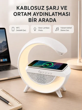 Bluetooth 5.0 Hoparlör – Kablosuz Şarj, Rgb Gece Lambası Ve Fm Radyo -MİRAYLİFE