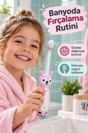Elektrikli Diş Fırçası Pembe Figürlü Değiştirilebilir Başlıklı -MİRAYLİFE