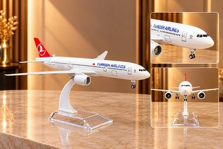 Metal Turkısh Aırlınes Yolcu Uçağı Maketi Standlı Dekoratif  Alk6145 -MİRAYLİFE