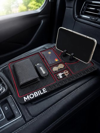 Araç İçi Kaydırmaz Organizer Mat Telefon Standlı Çok Amaçlı Konsol Düzenleyici -MİRAYLİFE