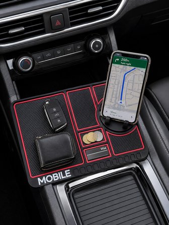 Araç İçi Kaydırmaz Organizer Mat Telefon Standlı Çok Amaçlı Konsol Düzenleyici -MİRAYLİFE