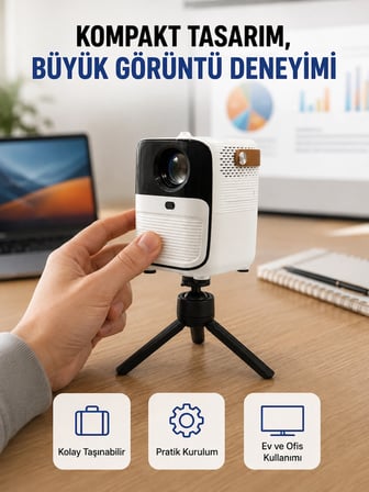 50 İnç Tv Deneyimli Projektör – Yakın Mesafede Geniş Görüntü Yeni Nesil -MİRAYLİFE