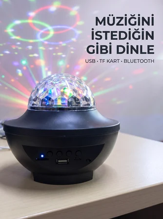 Bluetooth Müzikli Disko Işığı Rgb Parti Projektörü Dahili Hoparlör Usb Micro Sd Destekli -MİRAYLİFE