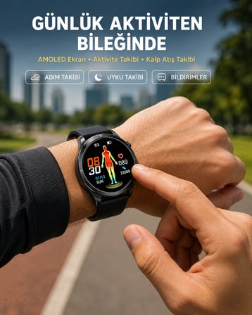 3 Kordonlu Amoled Akıllı Saat – Sağlık Takipli -MİRAYLİFE