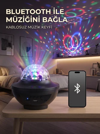 Bluetooth Rgb Parti Işığı Hoparlörlü Disko Lambası Mp3 Usb Ve Hafıza Kartı Destekli -MİRAYLİFE