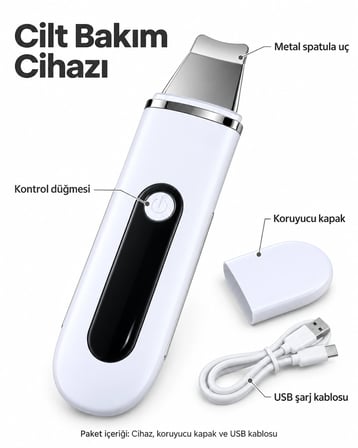 Yüz Bakım Rutini İçin Metal Uçlu Usb Şarjlı Beyaz Cilt Bakım Cihazı -MİRAYLİFE