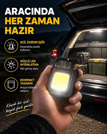 Süper Parlak 800 Lümen Led Fener – Usb Şarjlı, 3 Işık Modlu, Mini Taşınabilir Ve Anahtarlık Tipi Yeni Nesil -MİRAYLİFE
