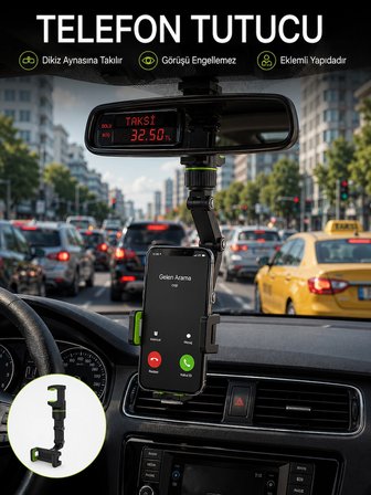 Ayarlanabilir Dikiz Aynası Telefon Tutucu Görüş Açısını Engellemeyen Araç Aparatı -MİRAYLİFE