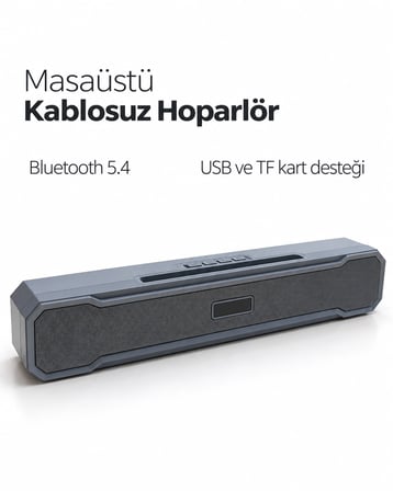 Metal Izgara Ön Yüzeyli Uzun Gövdeli Usb Destekli Kablosuz Masaüstü Hoparlör -MİRAYLİFE