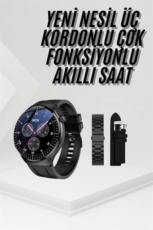 Amoled Ekran Metal Deri Silikon Kordonlu Uyku Ve Sağlık Takibi -MİRAYLİFE