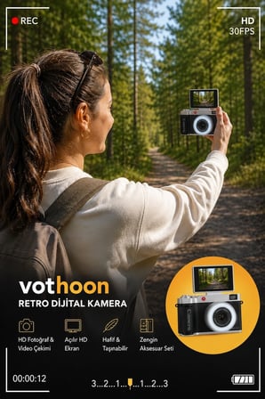 4k Çantalı Dijital Retro Video Kamera 48mp 16x Zoom Işıklı (32gb) Kart Dijital Fotoğraf Makinesi Beyaz -MİRAYLİFE