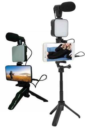 Telefon Tutucu Led Işıklı Kumandalı Mikrofon Telefon Vlog Video Kayıt Yeni Nesil -MİRAYLİFE