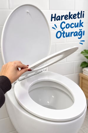 Çocuk Adaptörlü Beyaz Klozet Kapağı Aile Tipi -MİRAYLİFE