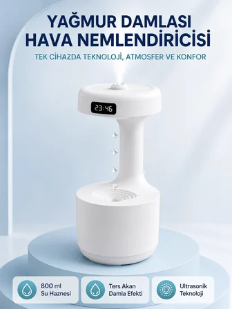 Anti Yerçekimi Su Damlası Hava Nemlendirici 800 Ml Ultrasonik Aroma Difüzör -MİRAYLİFE