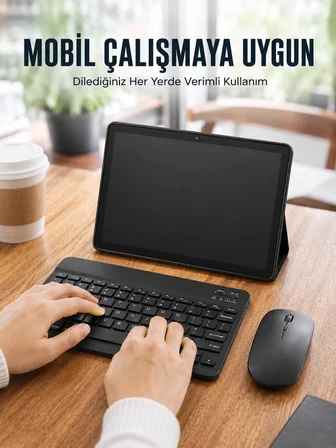 Bluetooth Klavyeli Android Tablet Seti Sım Kart Destekli Kablosuz Mouse Ve Mobil Çalışma Deneyimi -MİRAYLİFE