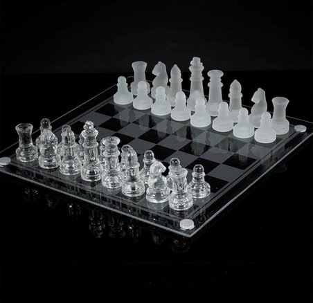 Cam Satranç Takımı 25*25cm -MİRAYLİFE
