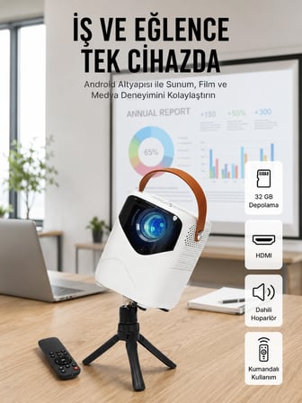 Projeksiyon Ev Sineması Bluetooth 4k Hd Kaliteli Görüntü Kumandalı -MİRAYLİFE