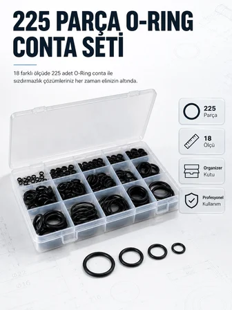 225 Pcs O-ring Conta Seti Profesyonel Tamir, Bakım Ve Sızdırmazlık Çözümü -MİRAYLİFE