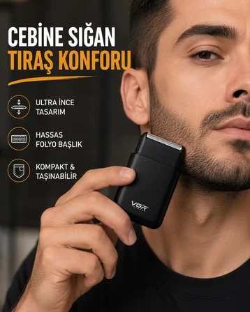 Kompakt Şarjlı Tıraş Makinesi Çift Yönlü Bıçaklı 45 Dakika Kullanım Süreli -MİRAYLİFE