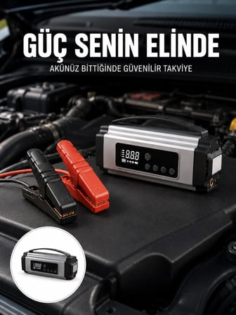 Yolda Kalmaya Son Dijital Ekranlı Akü Takviye Ve Hava Kompresörü Çok Fonksiyonlu Acil Güç Ünitesi Yeni Nesil -MİRAYLİFE