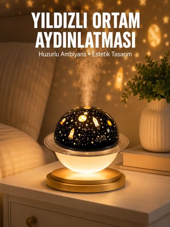 Hava Nemlendirici Led Işıklı Gece Lambası Yıldız Görünümlü Renk Değiştiren -MİRAYLİFE